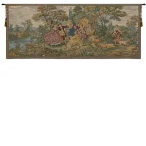 Francois Boucher Minuetto Grande Sports Tapestry Wall Hanging 26 x 64 in Rococo Dance Scene Jacquard Woven Wall Art