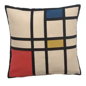 Mondriaan Tapestry Pillow Cover 18x18 Inch Cotton Jacquard Woven Cushion Cover