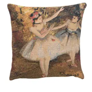 Edgar Degas Deux Danseuses Small Tapestry Pillow Cover 14x14 Inch Cotton Jacquard Woven Cushion Cover