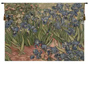 Vincent Van Gogh Iris Small Vintage Tapestry Wall Hanging 25 x 35 in Floral Impressionist Jacquard Woven Wall Art