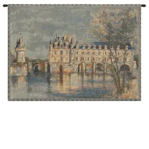 Chenonceau Castle Small European Tapestry Wall Hanging 14x19 Inch Cotton Jacquard Woven Wall Tapestry