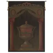 Olde World Filigree Urn Black II European Tapestry Wall Hanging