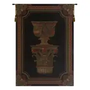 Urn on Pillar Black Small European Tapestry Wall Hanging