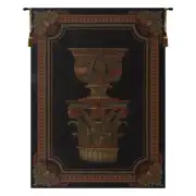 Urn on Pillar Black Large European Tapestry Wall Hanging