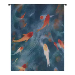 Koi Pond Small Wall Tapestry 33x27 Japanese Koi Fish Garden Jacquard Woven Wall Hanging Home Decor