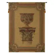 Urn on Pillar Gold Large European Tapestry Wall Hanging