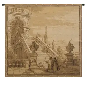 Grand Stairway European Tapestry Wall Hanging 35x36 Inch Cotton Jacquard Woven Wall Tapestry