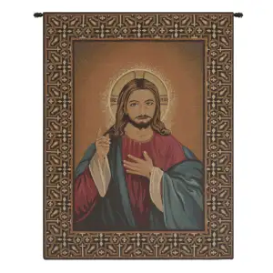 Jesus European Tapestry 25x19 Christian Religious Sacred Art Jacquard Woven Wall Hanging Home Decor