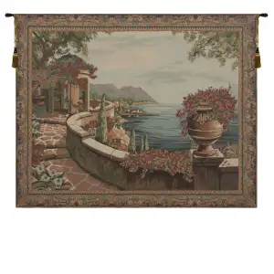 Capri Terrace European Tapestry Wall Hanging 42x52 Inch Cotton Jacquard Woven Wall Tapestry