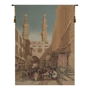 Market Square European Tapestry 52x38 Old World Cityscape Architecture Jacquard Woven Wall Hanging Home Decor
