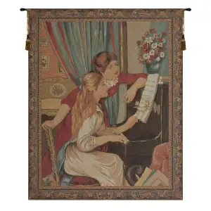 The Piano European Tapestry 52x42 Classical Music Interior Jacquard Woven Wall Hanging Home Decor