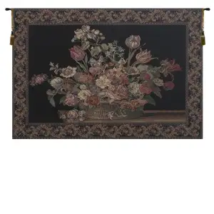 The Vase in Black European Tapestry Wall Hanging 35x52 Inch Cotton Jacquard Woven Wall Tapestry