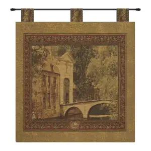 Brugge Small with Loops European Tapestry Wall Hanging 22x24 Inch Cotton Jacquard Woven Wall Tapestry