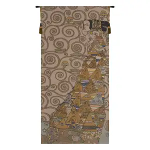 L’Attente Klimt a Droite Gris French Tapestry Wall Hanging 38 X 18 Inch Gustav Klimt Art Nouveau Woman Jacquard Woven Wall Art