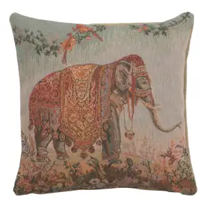 Jean Baptiste Huet Elephant I Small Tapestry Pillow Cover 14x14 Inch Cotton Jacquard Woven Cushion Cover
