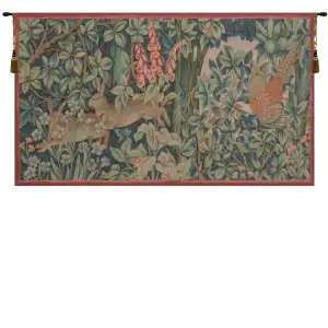 William Morris Hare and Pheasant Tapestry Wall Hanging 20 x 34 in Arts and Crafts Animal Jacquard Woven Wall Art - B - H 29" x W 50"