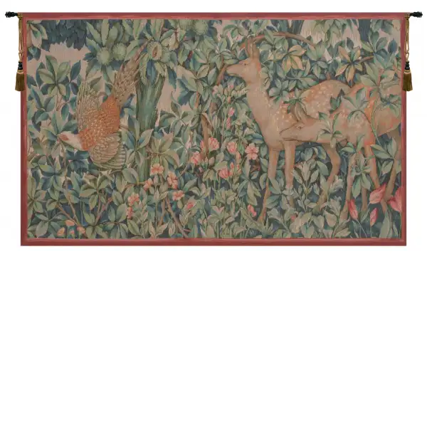 Pheasant and Doe European Tapestry Wall hanging