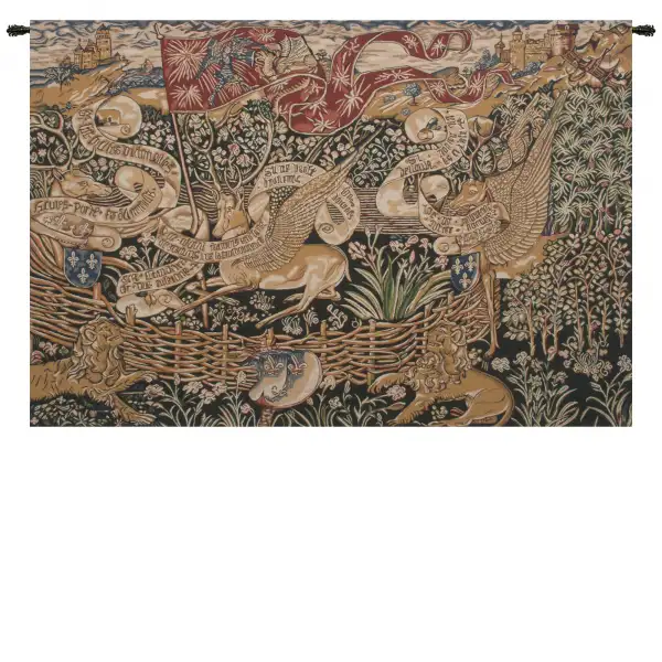 The Winged Stags Black Tapestry Wall Art
