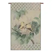 Nature's Harmony Finch Decorative Banner 25 x 16 in Songbird Floral Nature Jacquard Woven Traditional Hanging Decor