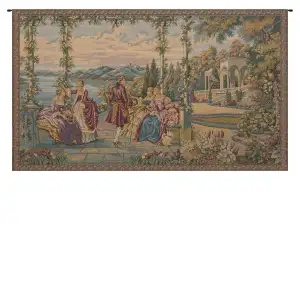 Francois Boucher Dame e Lago Tapestry Wall Hanging 26 x 43 in