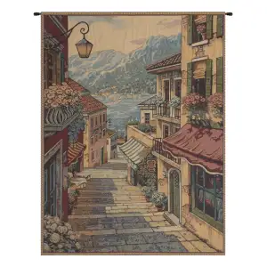 Alberto Passini Bellagio Scalinata Italian Tapestry Wall Hanging 26x17 Inch Cotton Jacquard Woven Wall Tapestry