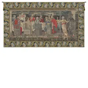 The Round Table With Border Belgian Tapestry Wall Hanging 37x65