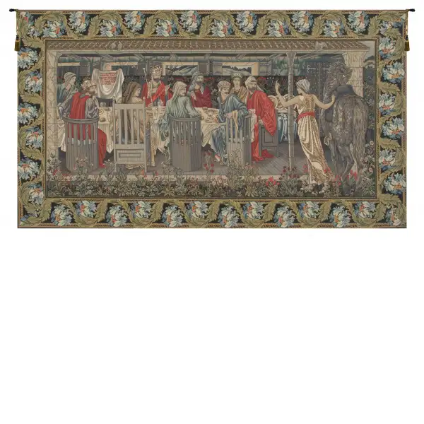 The Round Table With Border European Tapestry Wall Hanging