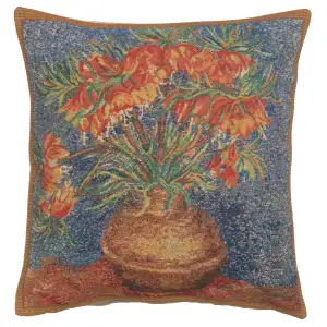 Vincent Van Gogh Fritillaries Tapestry Pillow Cover 16x16 Inch Cotton Jacquard Woven Cushion Cover