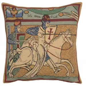 Chevaliers de St. Gregoire Medieval Tapestry Pillow Cover 16x16 Inch Cotton Jacquard Woven Cushion Cover