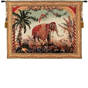 The Elephant Large with Border French Wall Tapestry 48x62