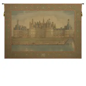 Chambord Castle Large European Tapestry Wall Hanging 51x72 Inch Cotton Jacquard Woven Wall Tapestry
