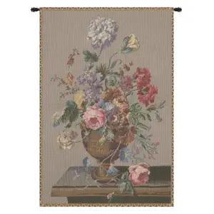 Floral Vase Still Life European Tapestry Wall Hanging 19x13 Inch Cotton Jacquard Woven Wall Tapestry