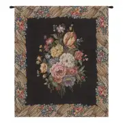 Bunch of Flowers Black European Tapestry Wall Hanging