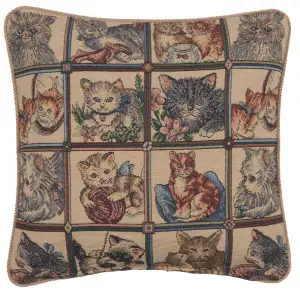 Birds Face to Face Medieval Tapestry Pillow Cover 17x17 Inch European Cotton Jacquard Woven Cushion Cover