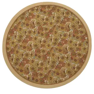 Sunflower Round Belgian Jacquard Woven Tapestry Throw Blanket 34x34 Inch Floral Decor
