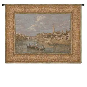 Florence from the Arno Italian Tapestry Wall Hanging 20x25 Inch Cotton Jacquard Woven Wall Tapestry