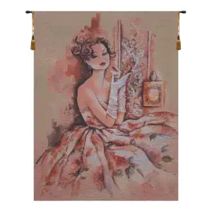 Lady In Rose Belgian Tapestry Wall Hanging 30x23
