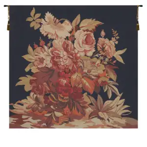 Square Romantique Blue Small European Tapestry Wall Hanging 26x26 Inch Cotton Jacquard Woven Wall Tapestry