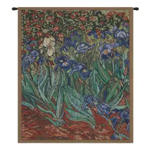 Vincent van Gogh Les Iris Mini European Tapestry Wall Hanging 21x18 Inch Cotton Jacquard Woven Wall Tapestry
