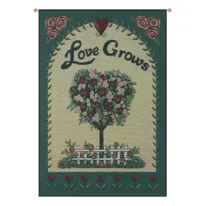 Love Grows Fine Art Tapestry Wall Hanging 24x17 Inch Cotton Jacquard Woven Wall Tapestry