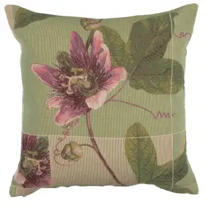 Springtime Blossom Green French Tapestry Pillow Cover 19x19 Inch Cotton Jacquard Woven Cushion Cover