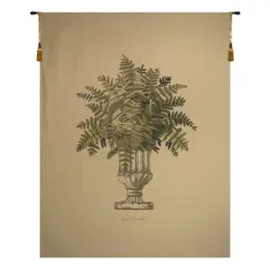 Fern Beige Large European Tapestry Wall Hanging 74x55 Inch Cotton Jacquard Woven Wall Tapestry