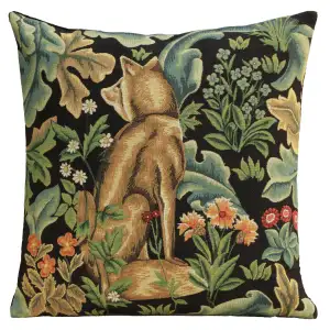 Black Wolf Belgian Tapestry Pillow Cover 18x18 inch 100% Cotton Belgian Jacquard Woven Cushion Cover