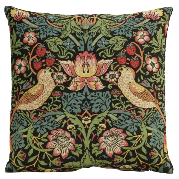 Strawberry Thief A Black by William Morris European Cushion Covers