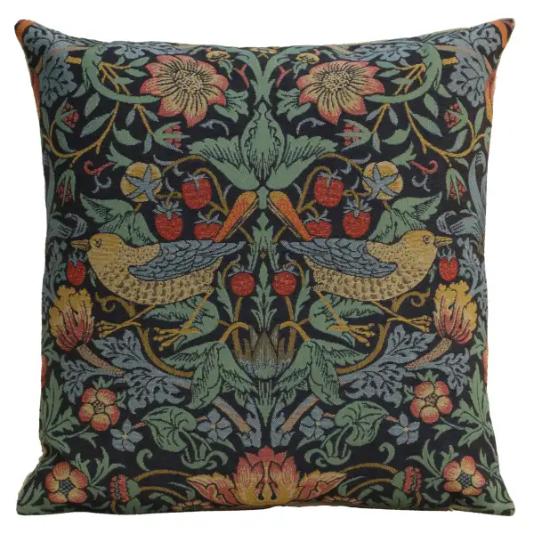 Strawberry Thief B Blue by William Morris European Cushion Covers