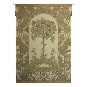 Rose Bush Beige European Tapestry Wall Hanging 76x53 Inch Cotton Jacquard Woven Wall Tapestry