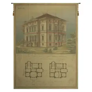 Villa Vianello in Vittorio European Tapestry Wall Hanging 75x55 Inch Cotton Jacquard Woven Wall Tapestry