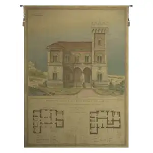 Progetto di Una Villa in Stile Fiorentino European Tapestry Wall Hanging 75x55 Inch Cotton Jacquard Woven Wall Tapestry
