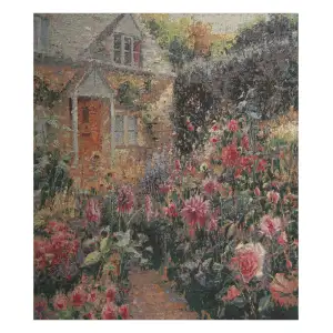 Enchanting English Garden Stretched Wall Tapestry 29x24 Inch Floral Landscape Woven Home Decor