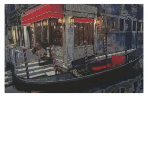 Moonlight Gondola Stretched Wall Tapestry 15x24 Inch Venice Canal Woven Italian Home Decor